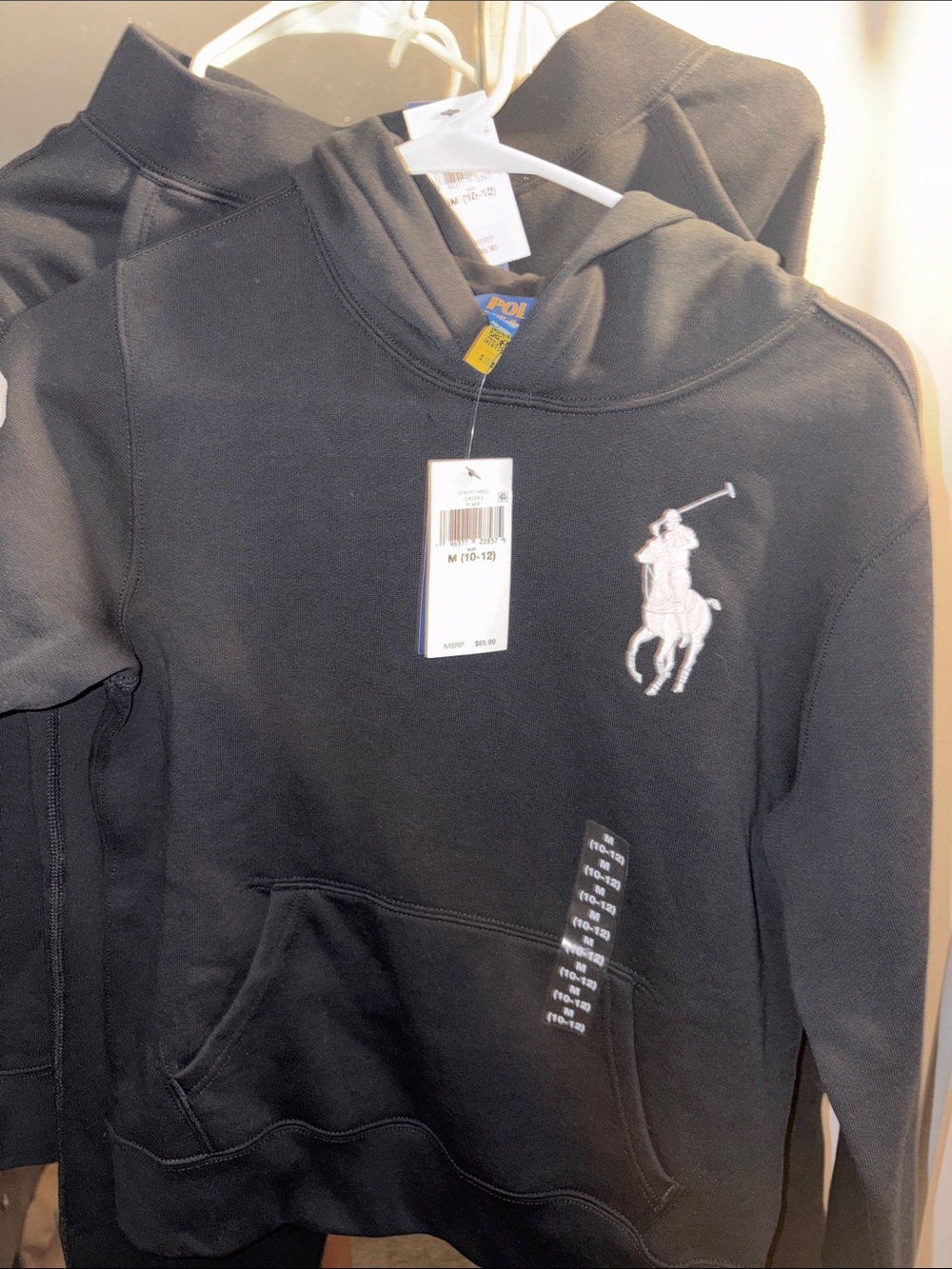 Polo by Ralph Lauren Men’s Black Crewneck Hoodie with White Polo Player